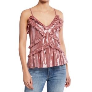 Rebecca Taylor Metallic Pink Ruffled Tunic